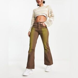 The Ragged Priest low ride shaded jeans in brown and lime